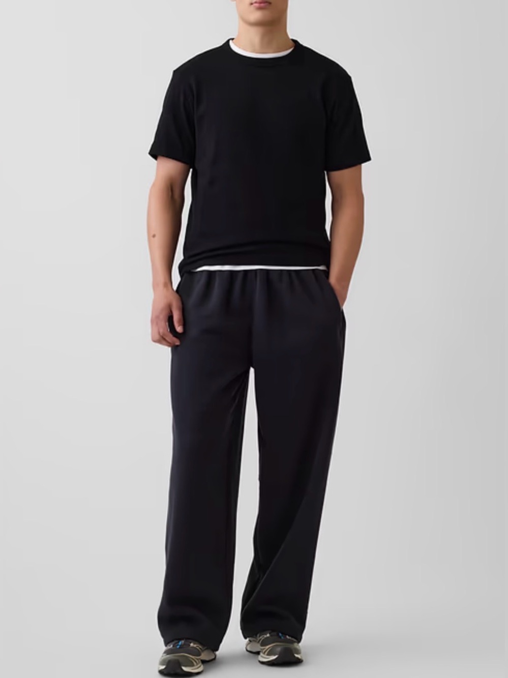 Wide Leg Athleisure Pants Black Elastic Waist Active Lounge Joggers Size Small
